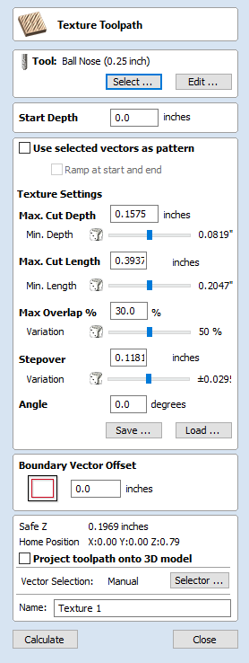 Texture Toolpath Form